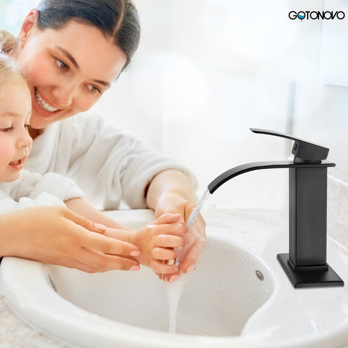 Gotonovo Waterval Badkamer Wastafel Kraan Enkel Gat 1 Handgreep Toilet Vanity Kraan Met Dekplaat Dekmontage Warm &amp; Koud Water Mengkraan