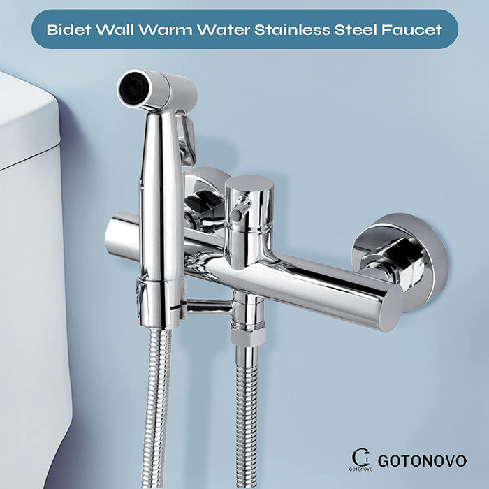 80 Sets Bidet Wall Warm Water Stainless Steel Faucet Sprayer Attachment for Toilet Mixed Bidet Faucet with Hot and Cold Water Single Handle Wall Mount Bidet Sprayer(Shipping fee Included))