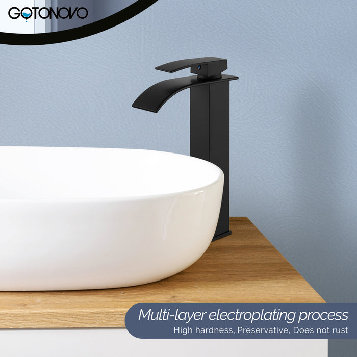 gotonovo Tall Waterfall Bathroom Vessel Sink Faucet Modern Bathroom Vanity Faucet Single Handle Single Hole Farmhouse Bar Mixer Tap Washbasin Faucet Deck Mount