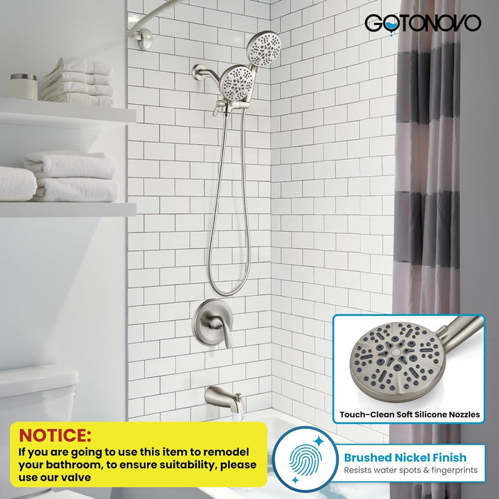 gotonovo Shower Head Combo Rain Fall Shower System with Handheld Shower and Showerhead Shower Faucet Set (Valve Included)
