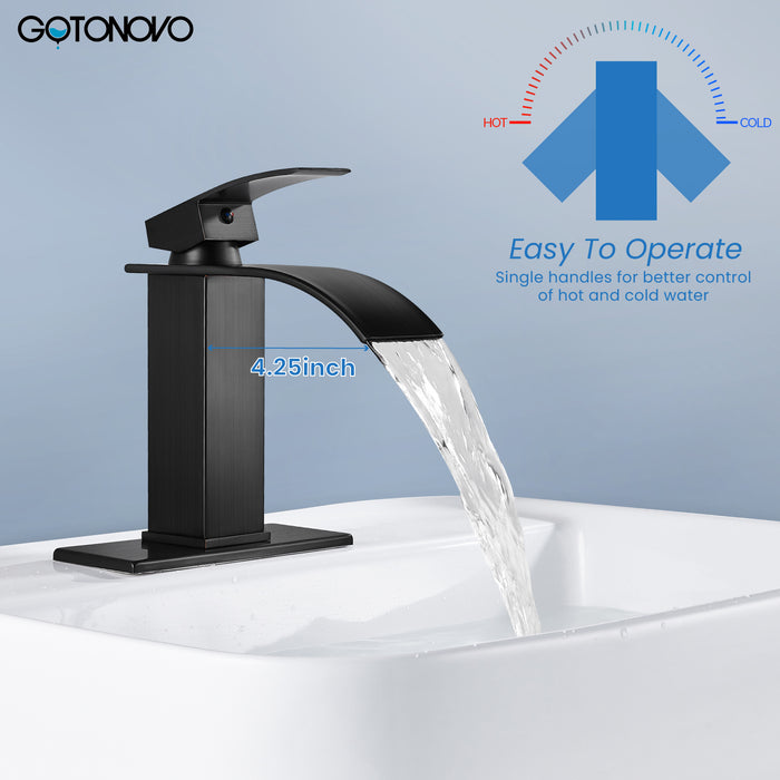 Gotonovo Waterval Badkamerkraan, Enkele handgreep Enkelgats Wastafelkraan Op het dek gemonteerde mengkraan met dekplaat, Rv Toilet Vanity Wastafelkraan