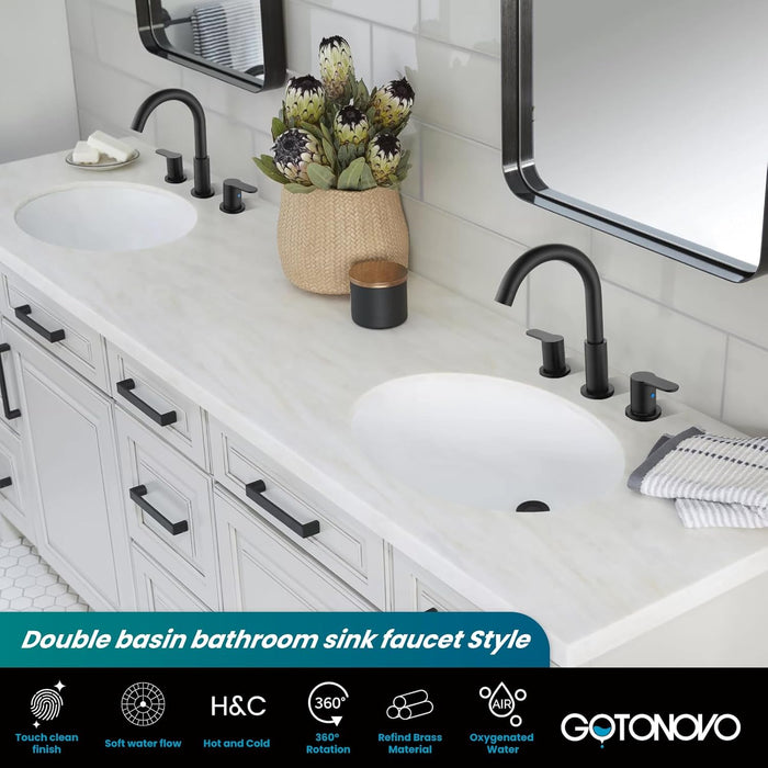 gotonovo Bathroom Faucets for Sink 3 Hole 2 Handles Bathroom Sink Widespread Faucet with Pop Up Drain,Waterlines Bathroom Sink Fixtures
