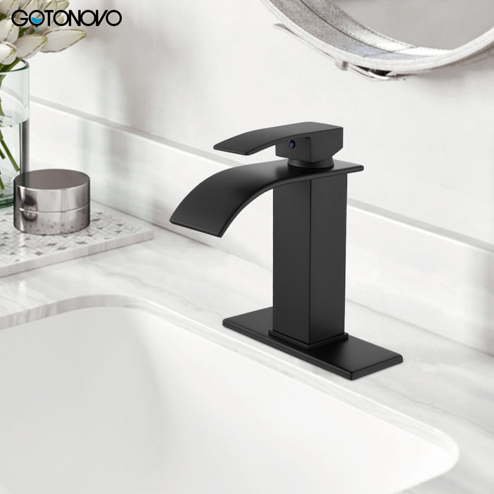 Gotonovo Waterval Badkamerkraan, Enkele handgreep Enkelgats Wastafelkraan Op het dek gemonteerde mengkraan met dekplaat, Rv Toilet Vanity Wastafelkraan