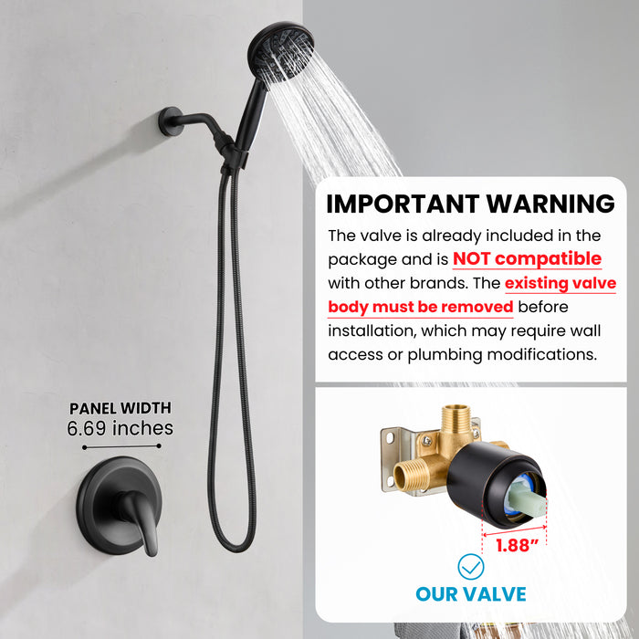 gotonovo Bathroom Shower Head Kit High Pressure Valve Combo System Shower Faucet 6 Modes ABS Handheld Spray Shower Trim Kit Valve Included Single Shower Head
