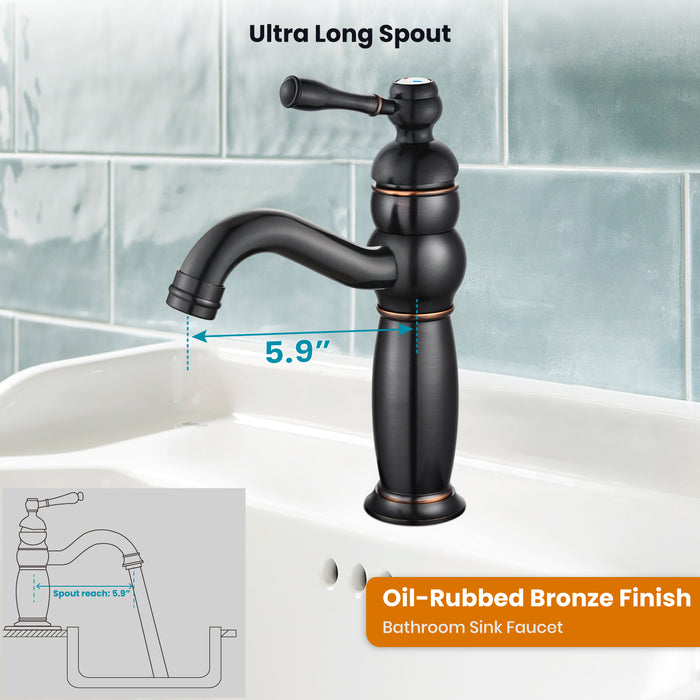 gotonovo Bathroom Bowl Sink Faucet Lavatory Vanity Mixer Bar Tap One Lever Handle One hole Deck Mount RV Bathroom Sink Faucet Basin Hose Metal Pop Up Drain With Overflow 360° Swivel