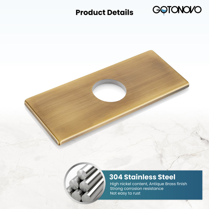 gotonovo 6 inch Rectangle Deck Mount Faucet Plate,Faucet Hole Cover Escutcheon Plate for Kitchen or Bathroom Sink 1 Hole or 3 Hole 4 Inch Centerset