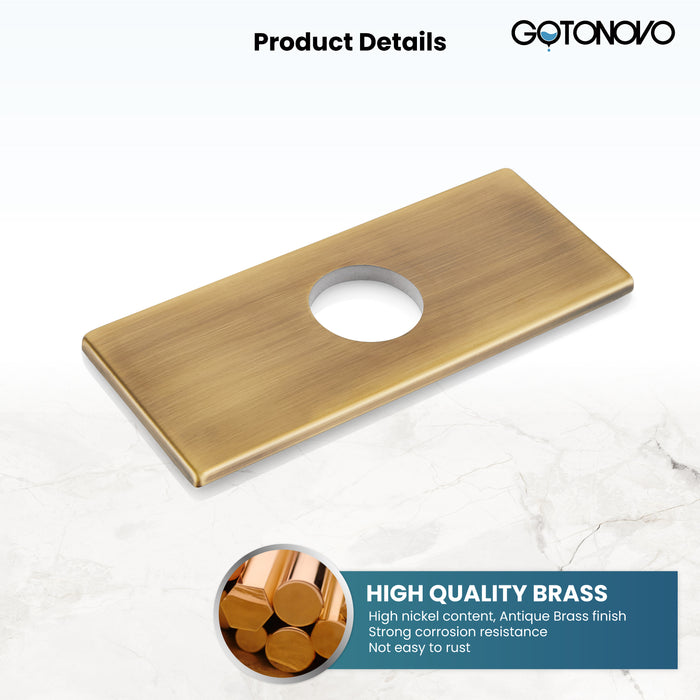 gotonovo 6 inch Rectangle Deck Mount Faucet Plate,Faucet Hole Cover Escutcheon Plate for Kitchen or Bathroom Sink 1 Hole or 3 Hole 4 Inch Centerset