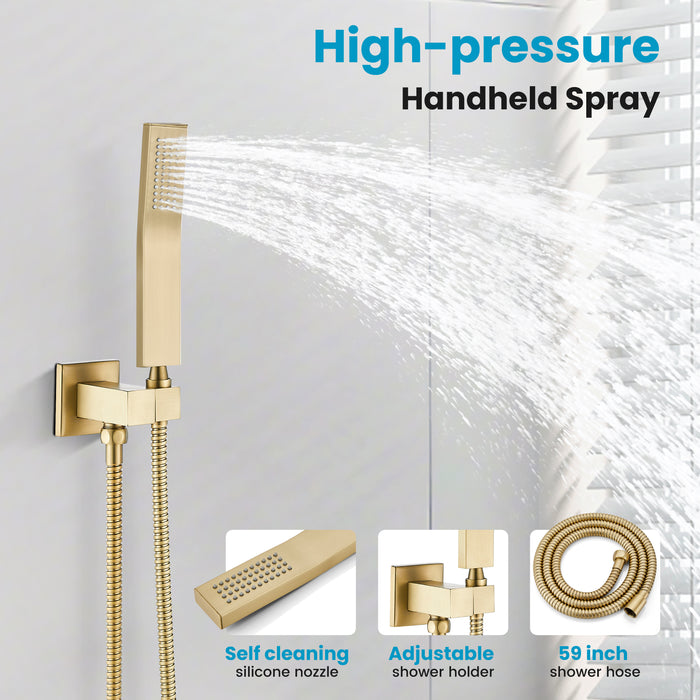 gotonovo Rain Shower Combo Set Wall Mounted  2-Function Rainfall Shower Head With Handheld Spray Rough-in Valve Body and Trim Included