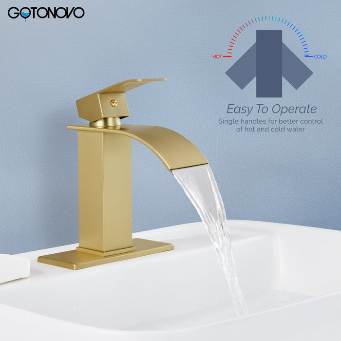 Gotonovo Waterval Badkamerkraan, Enkele handgreep Enkelgats Wastafelkraan Op het dek gemonteerde mengkraan met dekplaat, Rv Toilet Vanity Wastafelkraan