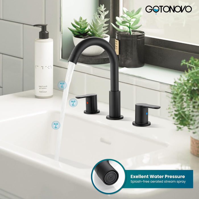 gotonovo Bathroom Faucets for Sink 3 Hole 2 Handles Bathroom Sink Widespread Faucet with Pop Up Drain,Waterlines Bathroom Sink Fixtures