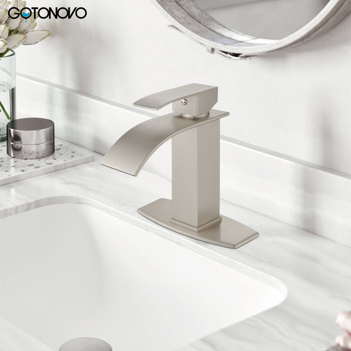 Gotonovo Waterval Badkamerkraan, Enkelgreeps Enkelgats Wastafelkraan, Rv Toilet Vessel Kraan Vanity Basin Commerciële Mengkraan met Pop-up Afvoer en Dekplaat