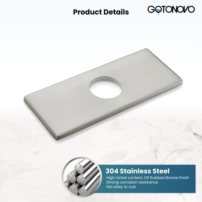 gotonovo 6 inch Rectangle Deck Mount Faucet Plate,Faucet Hole Cover Escutcheon Plate for Kitchen or Bathroom Sink 1 Hole or 3 Hole 4 Inch Centerset