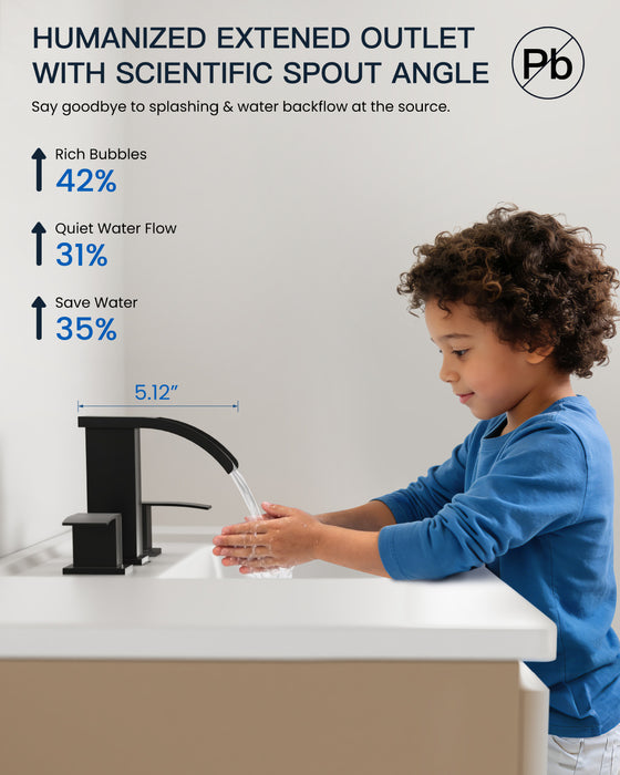 gotonovo Waterfall 8 inch Widespread Bathroom Faucet Set Bathroom Sink Faucet 3 Hole 2 Handle Vanity Lavatory Deck Mount with Pop Up Drain and Water Supply Lines