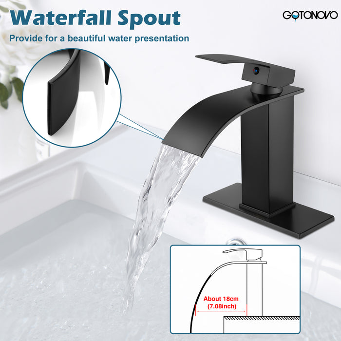 Gotonovo Waterval Badkamer Wastafel Kraan Enkel Gat 1 Handgreep Toilet Vanity Kraan Met Dekplaat Dekmontage Warm &amp; Koud Water Mengkraan