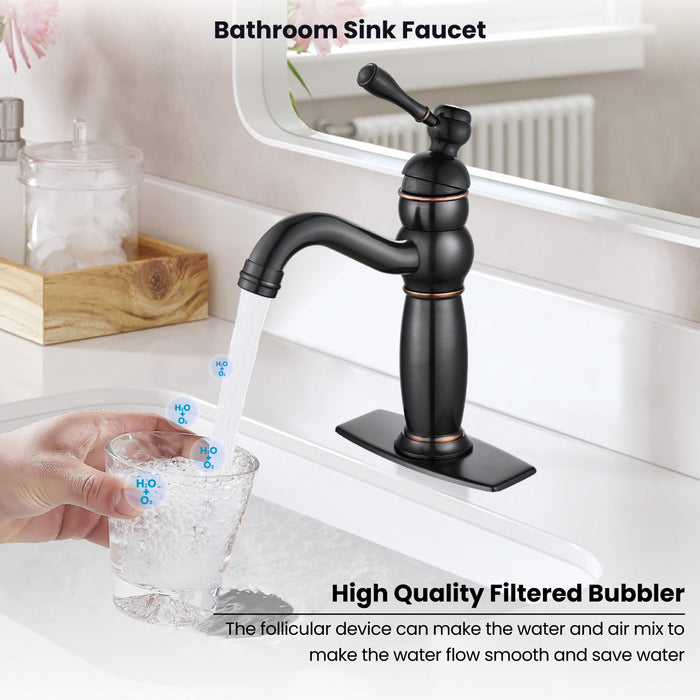 gotonovo Bathroom Bowl Sink Faucet Lavatory Vanity Mixer Bar Tap One Lever Handle One hole Deck Mount RV Bathroom Sink Faucet Basin Hose Metal Pop Up Drain With Overflow 360° Swivel