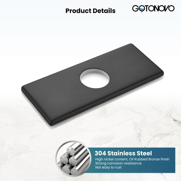 gotonovo 6 inch Rectangle Deck Mount Faucet Plate,Faucet Hole Cover Escutcheon Plate for Kitchen or Bathroom Sink 1 Hole or 3 Hole 4 Inch Centerset