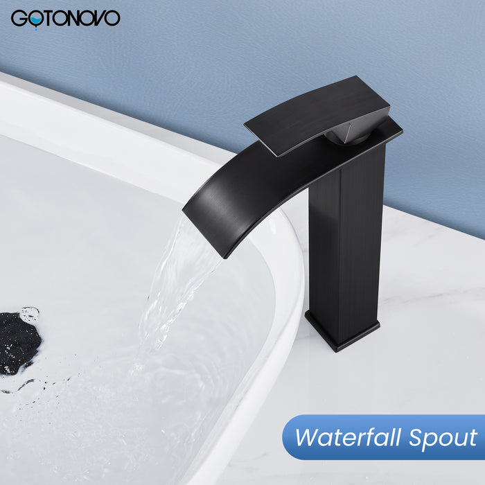 gotonovo Tall Waterfall Bathroom Vessel Sink Faucet Modern Bathroom Vanity Faucet Single Handle Single Hole Farmhouse Bar Mixer Tap Washbasin Faucet Deck Mount