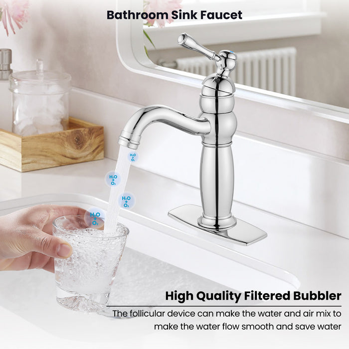 gotonovo Bathroom Bowl Sink Faucet Lavatory Vanity Mixer Bar Tap One Lever Handle One hole Deck Mount RV Bathroom Sink Faucet Basin Hose Metal Pop Up Drain With Overflow 360° Swivel