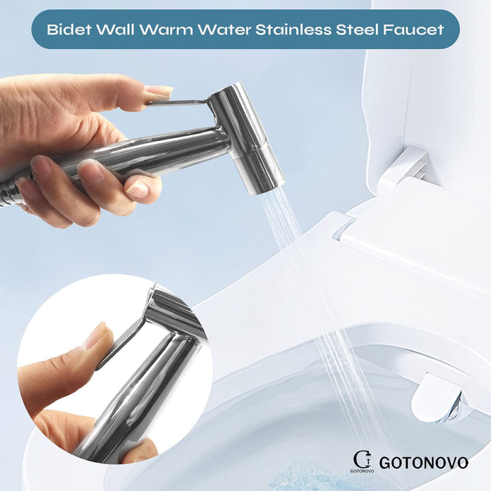 80 Sets Bidet Wall Warm Water Stainless Steel Faucet Sprayer Attachment for Toilet Mixed Bidet Faucet with Hot and Cold Water Single Handle Wall Mount Bidet Sprayer(Shipping fee Included))