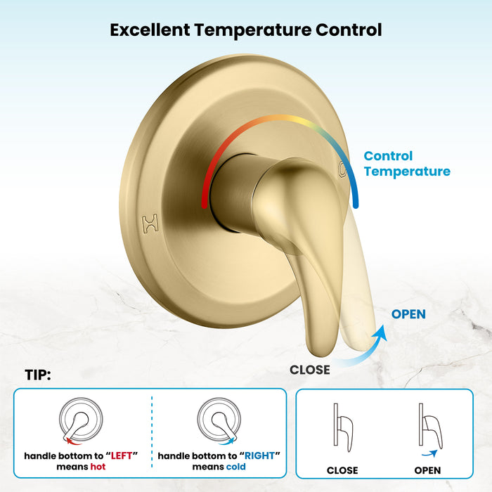gotonovo Bathroom Shower Head Kit High Pressure Valve Combo System Shower Faucet 6 Modes ABS Handheld Spray Shower Trim Kit Valve Included Single Shower Head