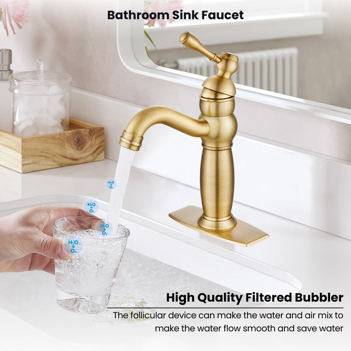 gotonovo Bathroom Bowl Sink Faucet Lavatory Vanity Mixer Bar Tap One Lever Handle One hole Deck Mount RV Bathroom Sink Faucet Basin Hose Metal Pop Up Drain With Overflow 360° Swivel