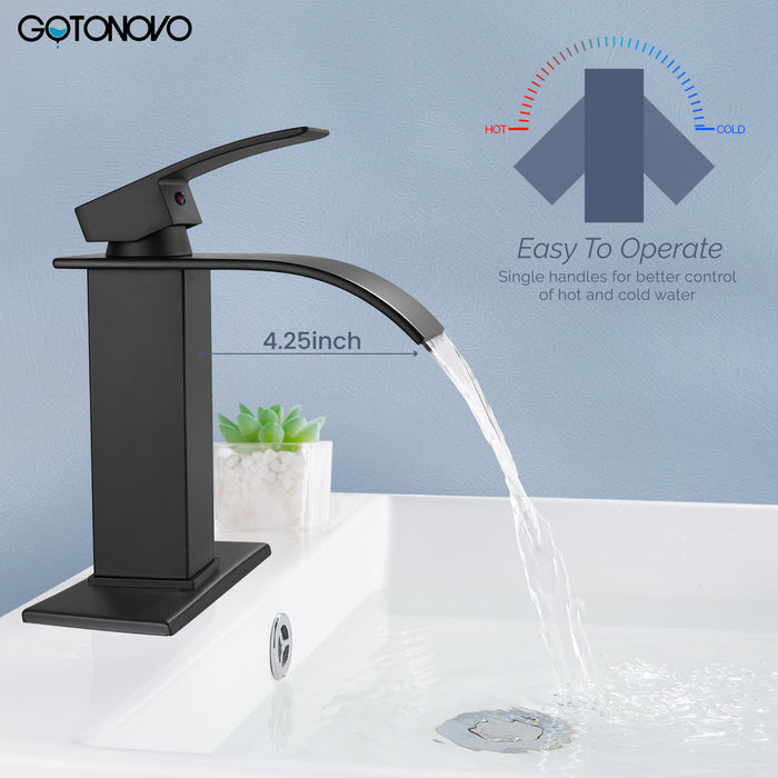 Gotonovo Waterval Badkamerkraan, Enkele handgreep Enkelgats Wastafelkraan Op het dek gemonteerde mengkraan met dekplaat, Rv Toilet Vanity Wastafelkraan