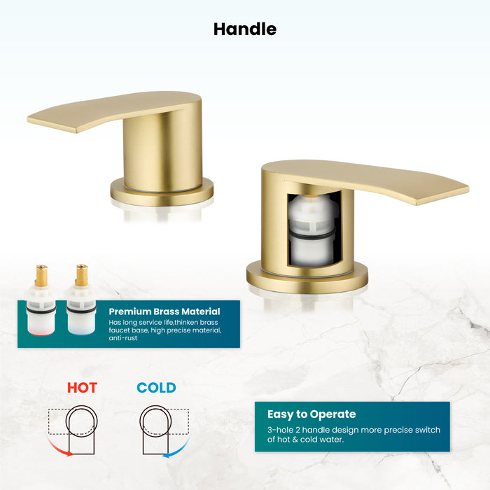 gotonovo 8 inch Waterfall Widespread Bathroom Faucet Set Bathroom Sink Faucet 3 Hole 2 Handle Vanity Lavatory Deck Mount with Pop Up Drain and Water Supply Lines