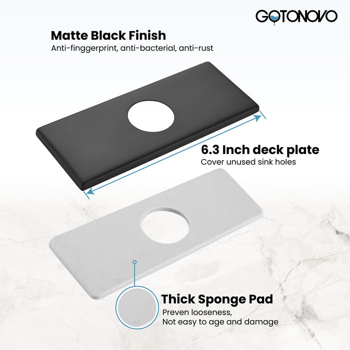 gotonovo 6 inch Rectangle Deck Mount Faucet Plate,Faucet Hole Cover Escutcheon Plate for Kitchen or Bathroom Sink 1 Hole or 3 Hole 4 Inch Centerset