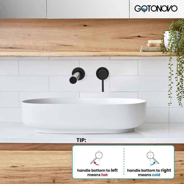 gotonovo Wall Mount Bathroom Faucet,Single Handle Bathroom Sink Faucet Wall Mounted Brass Rough-in Valve Included Straight Spout
