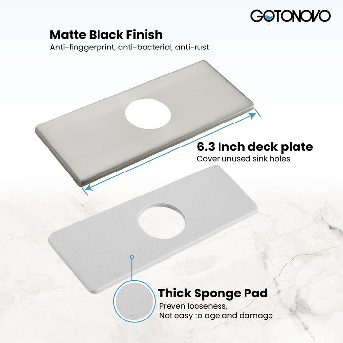 gotonovo 6 inch Rectangle Deck Mount Faucet Plate,Faucet Hole Cover Escutcheon Plate for Kitchen or Bathroom Sink 1 Hole or 3 Hole 4 Inch Centerset