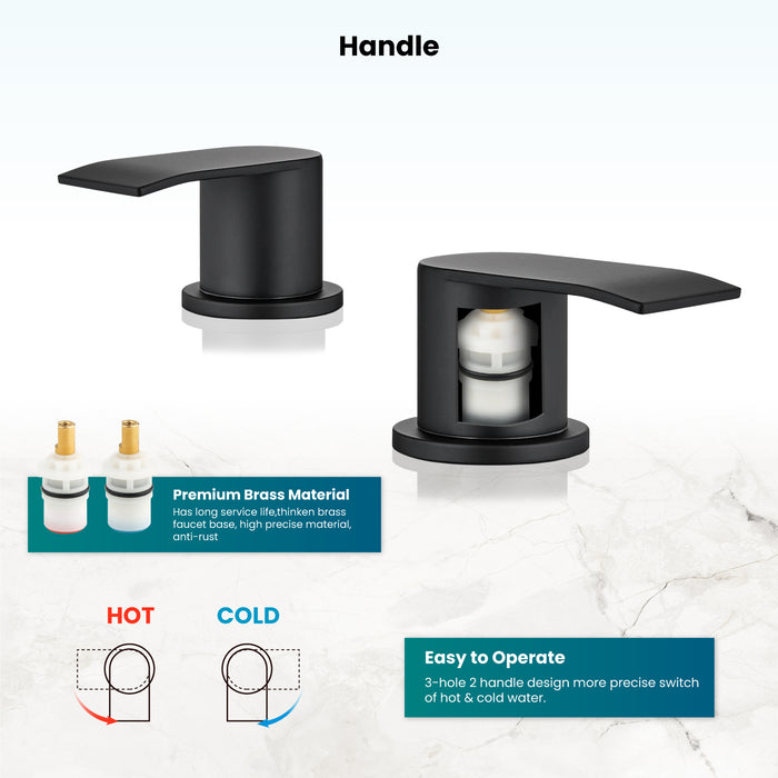 gotonovo 8 inch Waterfall Widespread Bathroom Faucet Set Bathroom Sink Faucet 3 Hole 2 Handle Vanity Lavatory Deck Mount with Pop Up Drain and Water Supply Lines