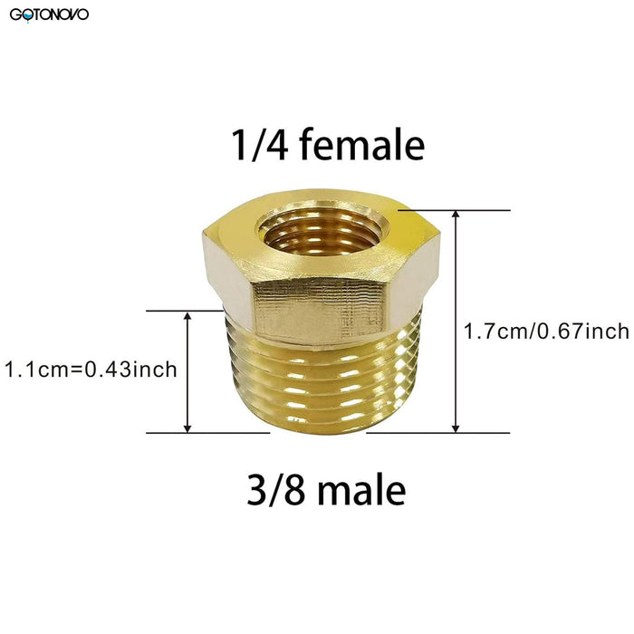 gotonovo 2 Pieces (1 Pair)，1/4-Inch Female Pipe x 3/8-Inch Male Brass Pipe Fitting Reducer Adapter Metal Pipe Adapter Air Hose Adapter