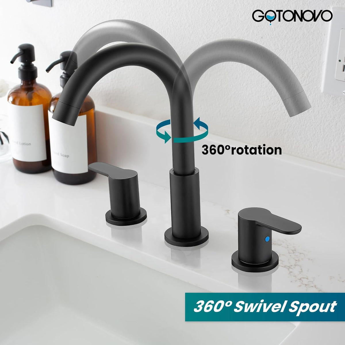 gotonovo Bathroom Faucets for Sink 3 Hole 2 Handles Bathroom Sink Wide
