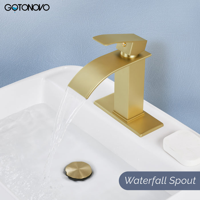 Gotonovo Waterval Badkamerkraan, Enkele handgreep Enkelgats Wastafelkraan Op het dek gemonteerde mengkraan met dekplaat, Rv Toilet Vanity Wastafelkraan