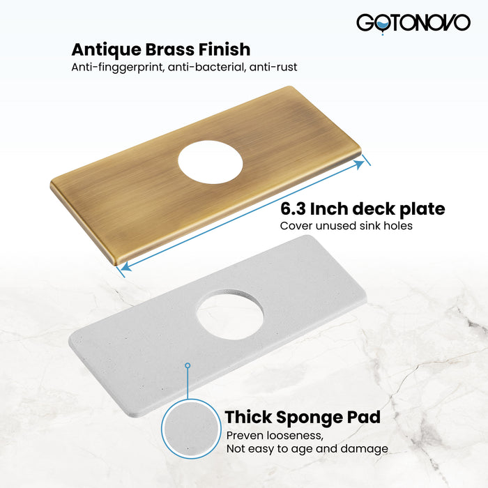 gotonovo 6 inch Rectangle Deck Mount Faucet Plate,Faucet Hole Cover Escutcheon Plate for Kitchen or Bathroom Sink 1 Hole or 3 Hole 4 Inch Centerset
