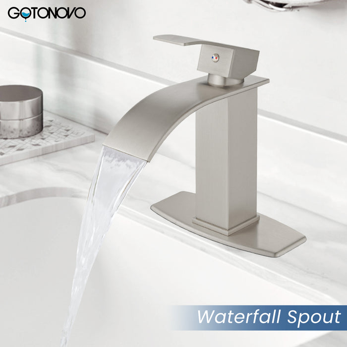 Gotonovo Waterval Badkamerkraan, Enkelgreeps Enkelgats Wastafelkraan, Rv Toilet Vessel Kraan Vanity Basin Commerciële Mengkraan met Pop-up Afvoer en Dekplaat