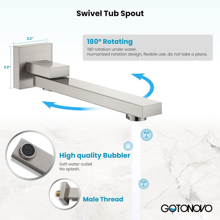gotonovo 10" Rainfall Shower Head Shower Faucet Set Wall Mount Bathroom Shower System with Tub Spout with Hand Sprayer Rough-In Valve