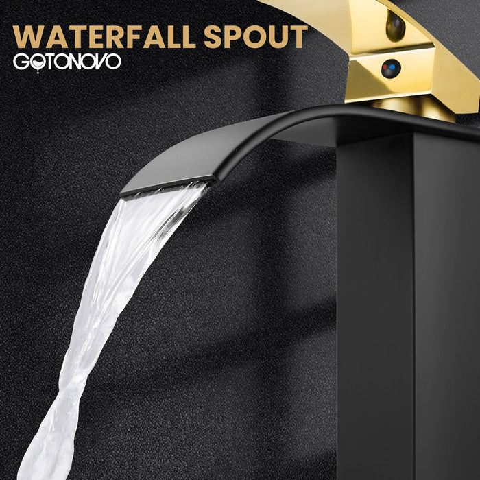 gotonovo Tall Waterfall Bathroom Vessel Sink Faucet Modern Bathroom Vanity Faucet Single Handle Single Hole Farmhouse Bar Mixer Tap Washbasin Faucet Deck Mount