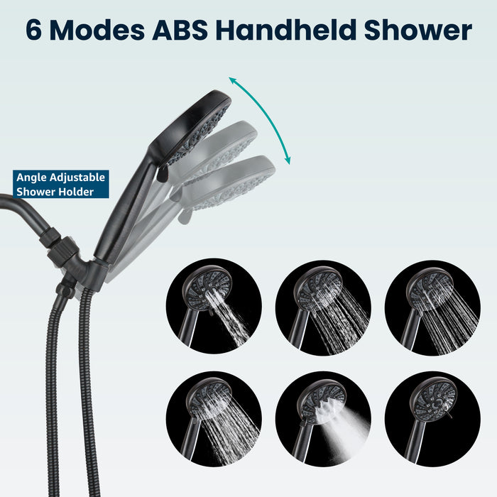 gotonovo Bathroom Shower Head Kit High Pressure Valve Combo System Shower Faucet 6 Modes ABS Handheld Spray Shower Trim Kit Valve Included Single Shower Head