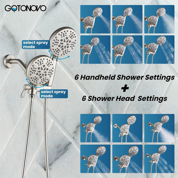 gotonovo Shower Head Combo Rain Fall Shower System with Handheld Shower and Showerhead Shower Faucet Set (Valve Included)