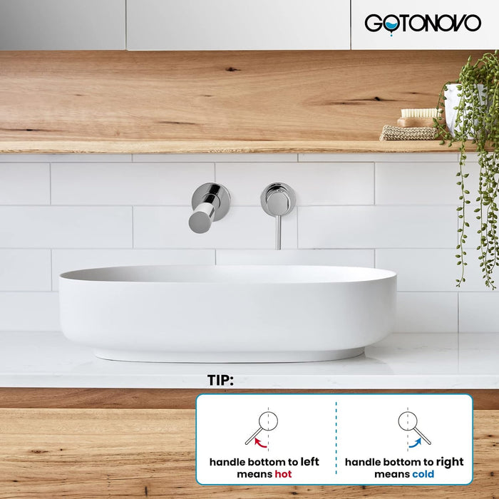 gotonovo Wall Mount Bathroom Faucet,Single Handle Bathroom Sink Faucet Wall Mounted Brass Rough-in Valve Included Straight Spout