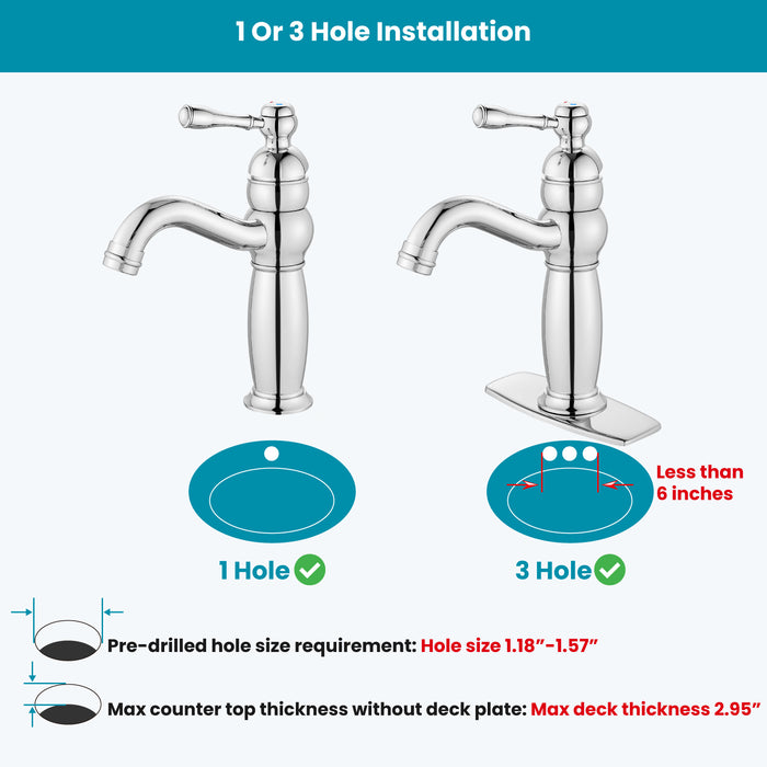 gotonovo Bathroom Bowl Sink Faucet Lavatory Vanity Mixer Bar Tap One Lever Handle One hole Deck Mount RV Bathroom Sink Faucet Basin Hose Metal Pop Up Drain With Overflow 360° Swivel