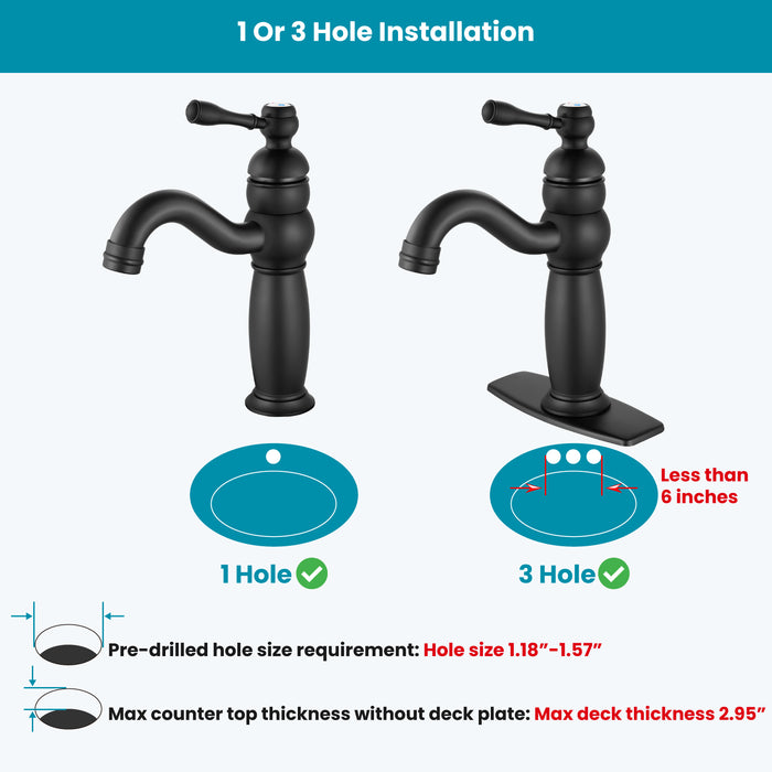 gotonovo Bathroom Bowl Sink Faucet Lavatory Vanity Mixer Bar Tap One Lever Handle One hole Deck Mount RV Bathroom Sink Faucet Basin Hose Metal Pop Up Drain With Overflow 360° Swivel
