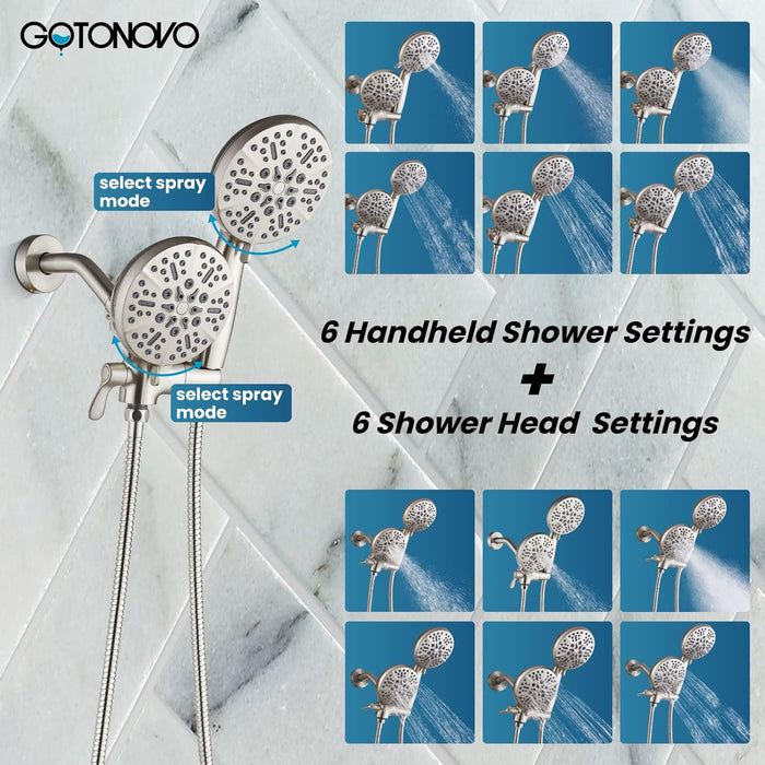 gotonovo Shower Head Combo Rain Fall Shower System with Handheld Shower and Showerhead Shower Faucet Set (Valve Included)
