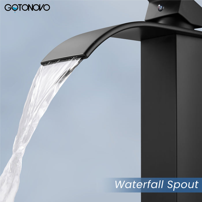Gotonovo Waterval Badkamerkraan, Enkelgreeps Enkelgats Wastafelkraan, Rv Toilet Vessel Kraan Vanity Basin Commerciële Mengkraan met Pop-up Afvoer en Dekplaat