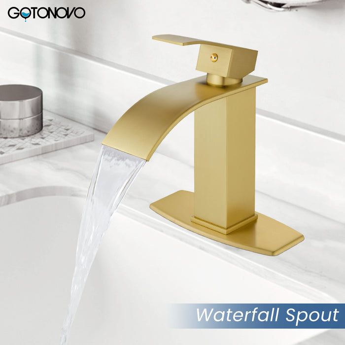 Gotonovo Waterval Badkamerkraan, Enkelgreeps Enkelgats Wastafelkraan, Rv Toilet Vessel Kraan Vanity Basin Commerciële Mengkraan met Pop-up Afvoer en Dekplaat