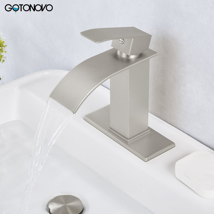 Gotonovo Waterval Badkamerkraan, Enkele handgreep Enkelgats Wastafelkraan Op het dek gemonteerde mengkraan met dekplaat, Rv Toilet Vanity Wastafelkraan