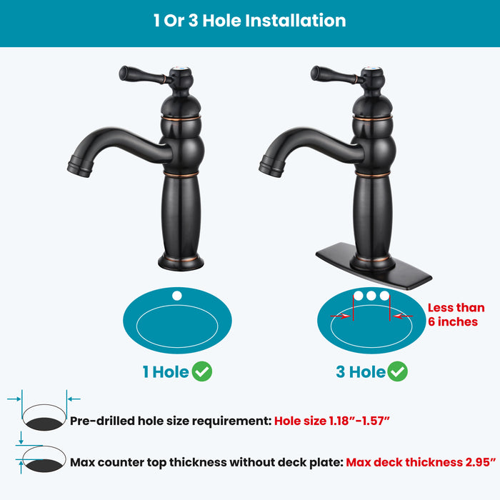 gotonovo Bathroom Bowl Sink Faucet Lavatory Vanity Mixer Bar Tap One Lever Handle One hole Deck Mount RV Bathroom Sink Faucet Basin Hose Metal Pop Up Drain With Overflow 360° Swivel