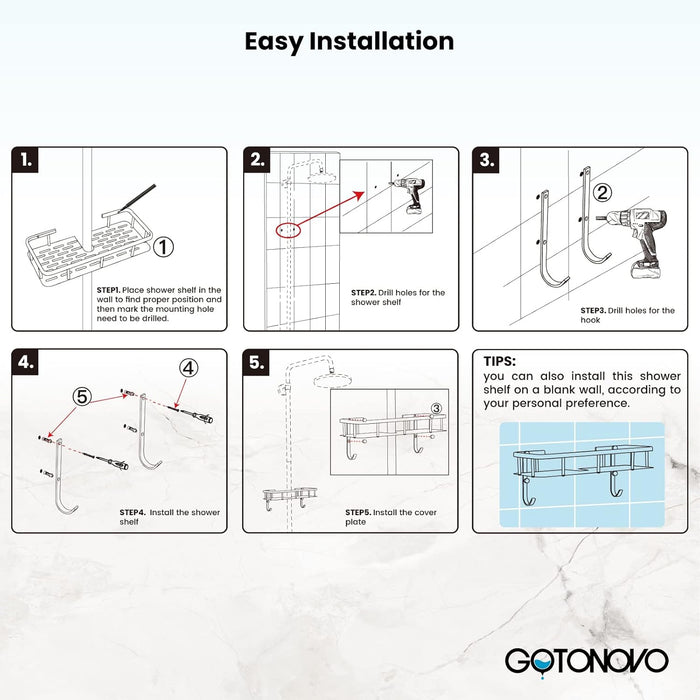 gotonovo Badkamer Douche Plank Wandmontage Massief Messing Essentieel Doucherek Single Pack Eén Laag Antiek Messing Badkamer Doucherek Mand Armmontage Doucheopslag 