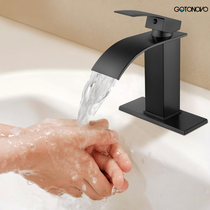 Gotonovo Waterval Badkamer Wastafel Kraan Enkel Gat 1 Handgreep Toilet Vanity Kraan Met Dekplaat Dekmontage Warm &amp; Koud Water Mengkraan